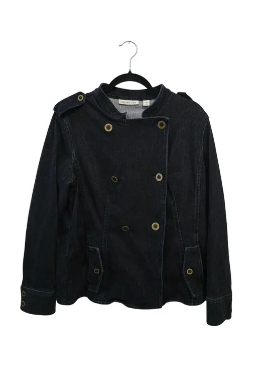 Coldwater Creek Double-Breasted Denim Jacket Womens M  Dark Wash - Picture 2 of 10